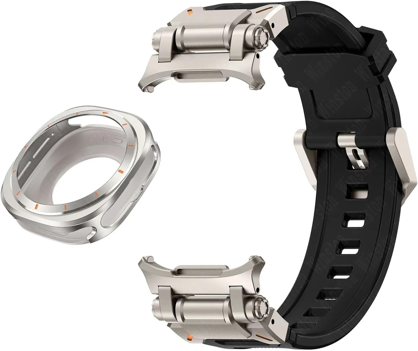 Metal Case Fluororubber Strap for Samsung Galaxy Watch 7 Ultra 47mm Metal Protective Case Cover Sport Bracelet for Galaxy Ultra 47mm FKM WatchBands