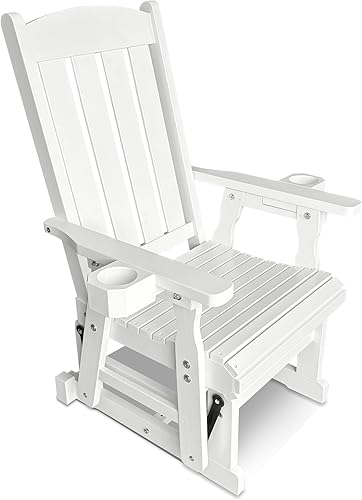 Miniatura 12 de Fortune Candy Planeador de madera para patio para una persona, con respaldo alto y asiento contorneado profundo, madera de abeto maciza, resistente