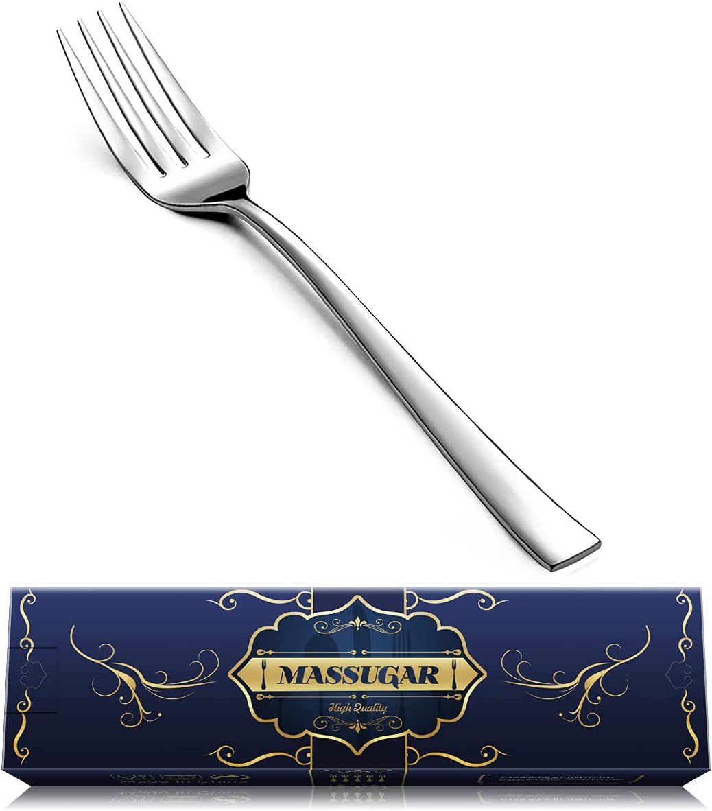 Dinner Forks, MASSUGAR 16-Piece Dinner Forks Silverware Set, Extra-Fine Stainless Steel Salad Forks Cutlery Set, 8 Inches