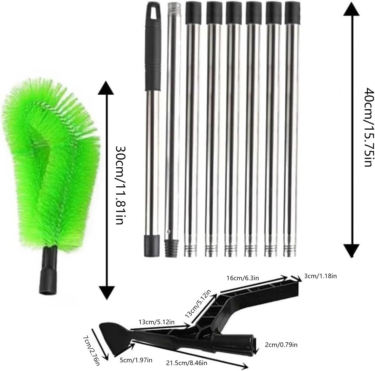 Gutter Cleaning Tool - Telescopic Reach Extender, Handheld Debris Removal System with Sturdy Brush Head, Lightweight Adjustable Pole, Ideal for Home Garden Farmhouse Yard Maintenance Cleaning
