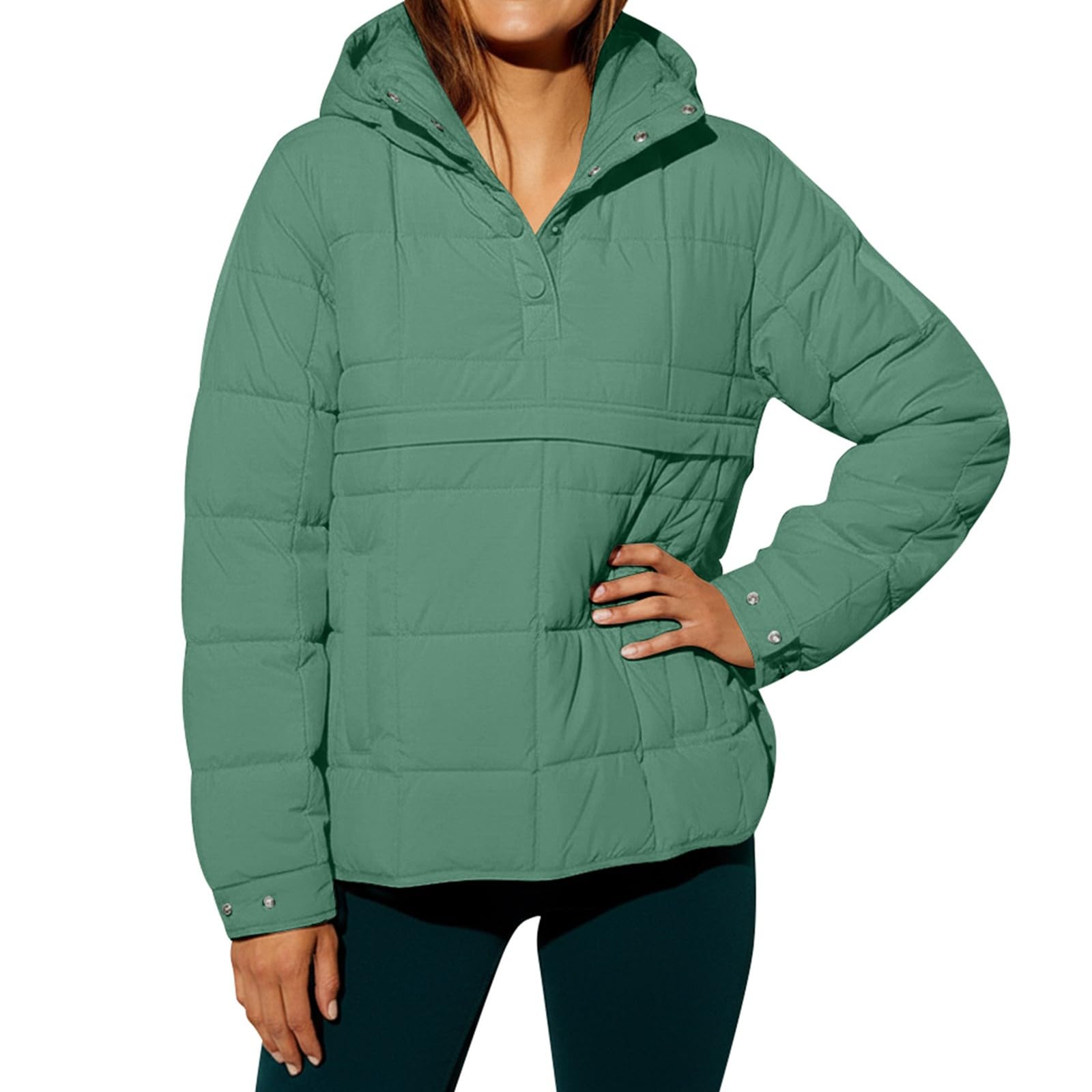 Generisch 2026 Chaqueta corta acolchada para mujer, color sólido, como parte superior de moda para los días de invierno