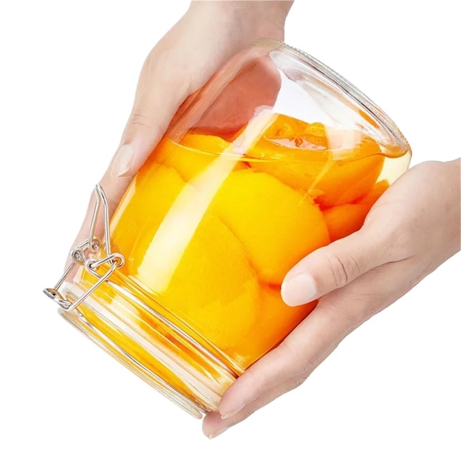 ZNJAMN 1pcs Sealed Glass Jars With Clip Lids, Honey Bottles, Snack, Grain Storage, Candy, Stainless Steel Snap Seal for Pickling(750ML)