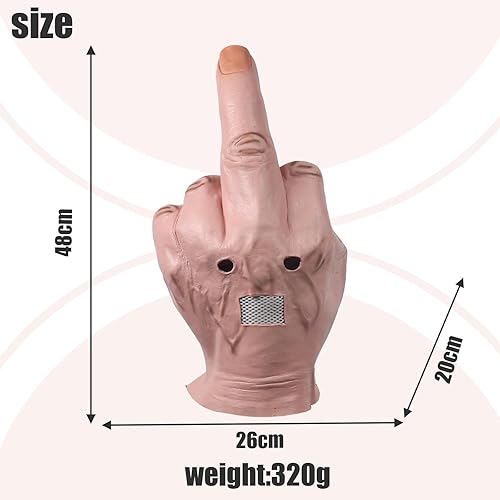 Miniatura 5 de Máscara de cabeza de dedo medio de Halloween, máscara de dedo truco con boca de malla, máscara de látex de cabeza completa para carnaval, fiesta de