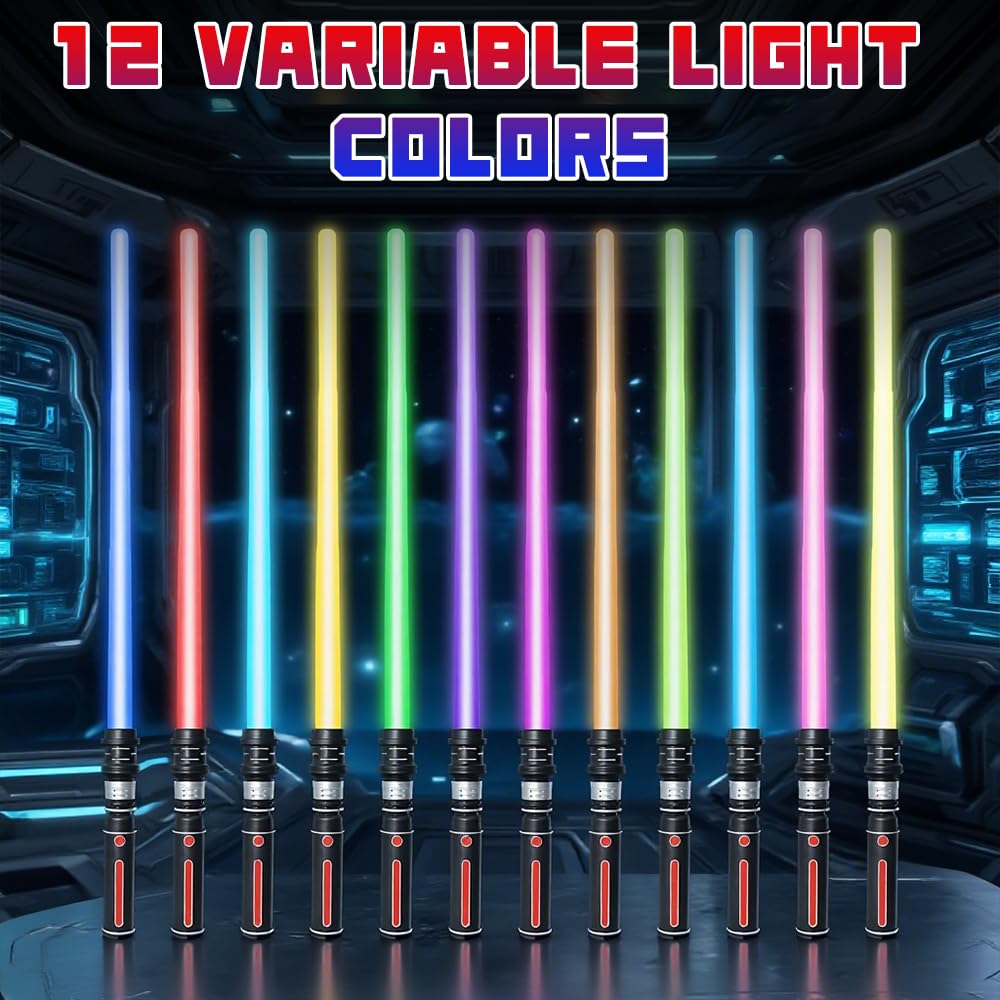 ADDLIVE 4 Pezzi Spade Laser, 12 Colori Modificabili con Luci LED Ed Effetti Sonori per Adulti e Adolescenti, Regalo Cosplay di Halloween di Natale per Ragazzo