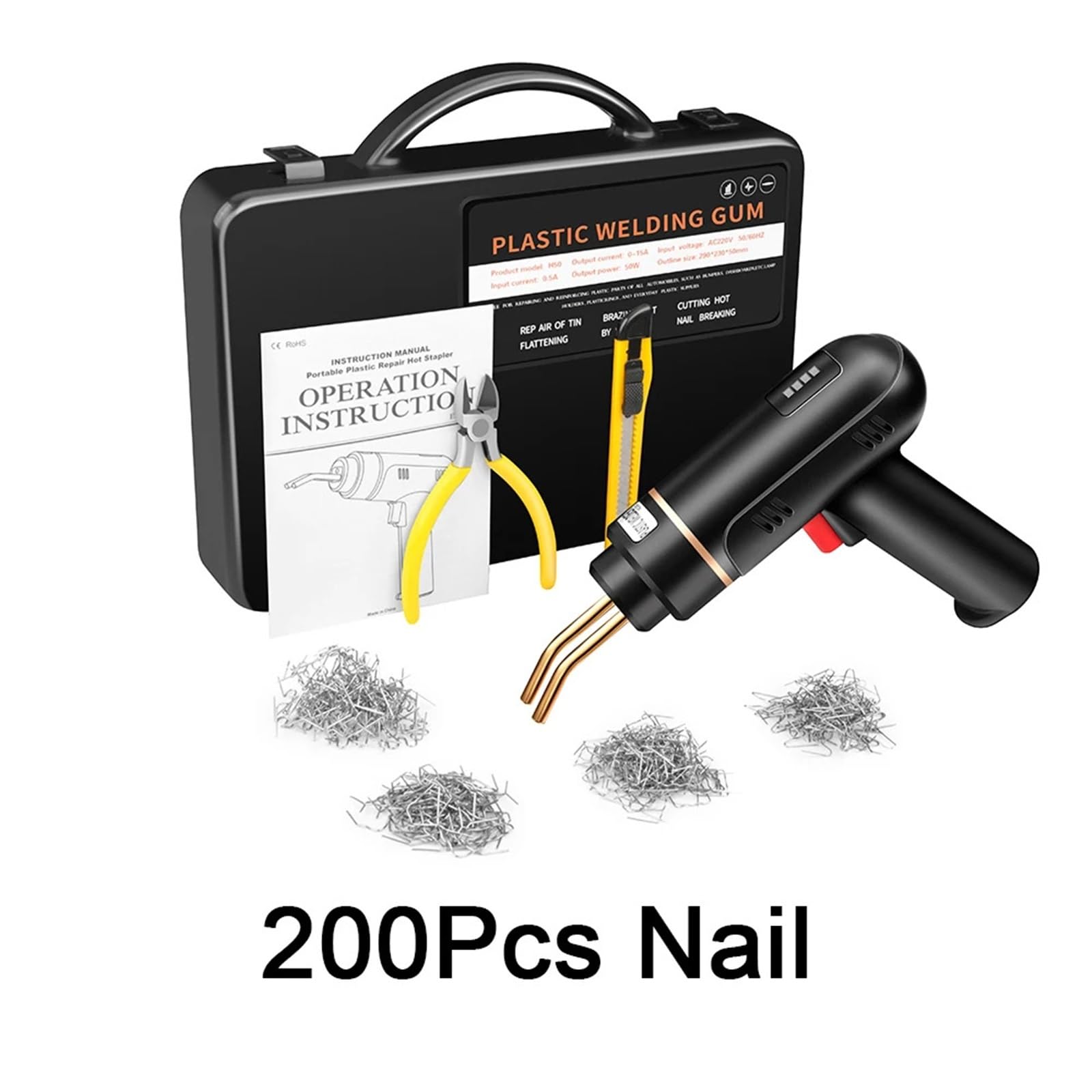 Kit pistola per saldatura plastica senza fili 200W ricaricabile 200 pezzi di punti metallici Kit di strumenti per la riparazione di crepe auto Kit Riparazione Paraurti Auto