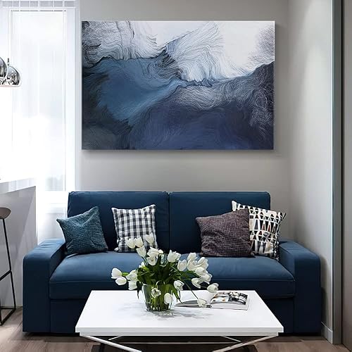 Miniatura 606 de Lienzo artístico para pared, pinturas de arte abstracto, fantasía azul, grafiti colorido sobre fondo blanco; decoración artística moderna para sala