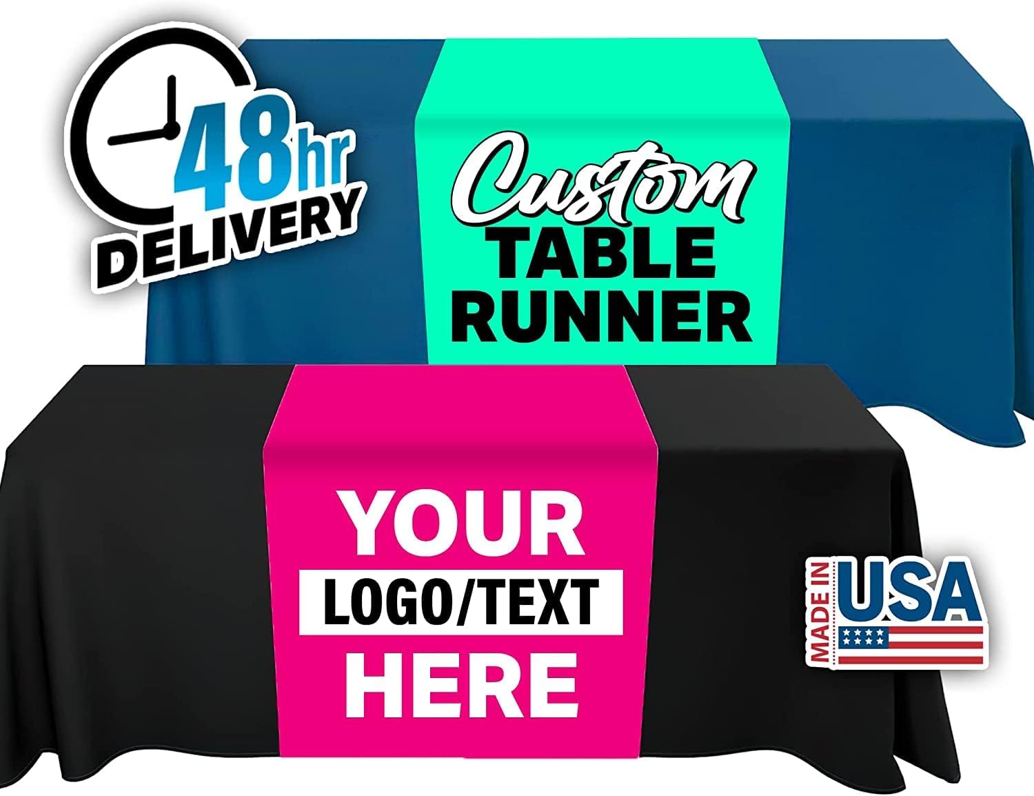 Custom table runner cover with logo text