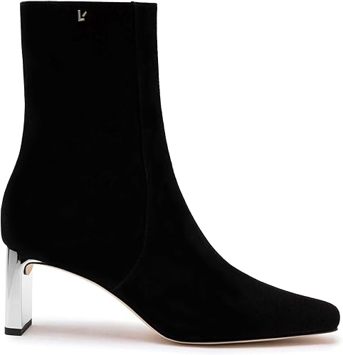 Larroudé Alexis Bootie In Black Leather and Silver Heel