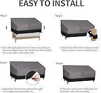 Vista 7 de Easy-Going Funda impermeable para sofá de exterior, funda resistente para sofá de patio de 3 plazas, resistente al viento, funda para muebles