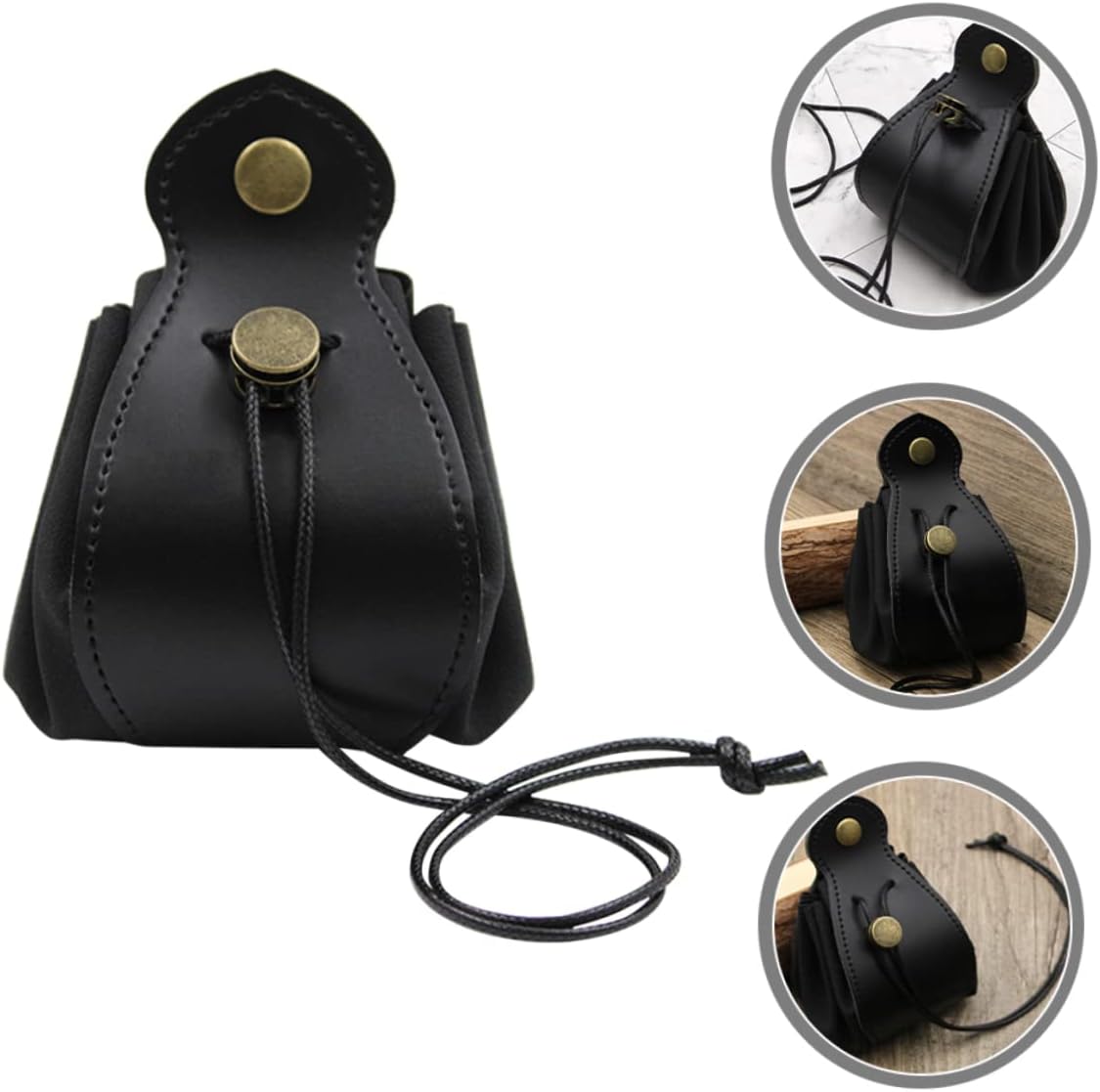 Kisangel 5pcs Portable Drawstring Dice Bag Compact Organizer for Game Dice Jewelry Items Scratch-resistant Leather Pouch