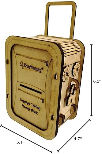 Miniatura 8 de MilesMagic Banco de dinero para niños y adultos, caja de ahorros oculta personalizada para niños y niñas, caja fuerte portátil de madera para