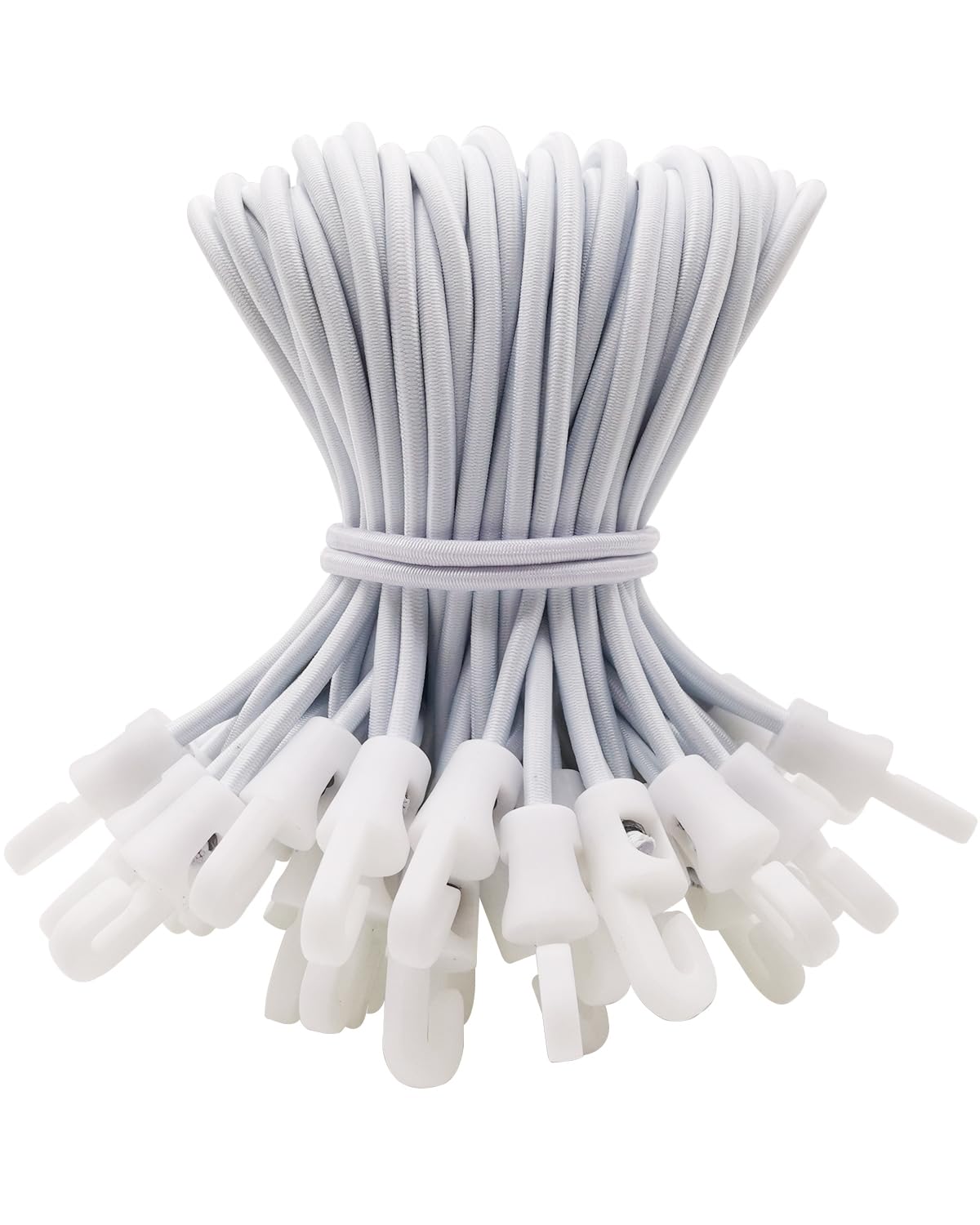 WMZOBH Spanngummi mit Haken 50 Stück - Expander mit Haken 15 cm, Planenspanner Gummispanner mit Haken für Camping Planen (Weiß)