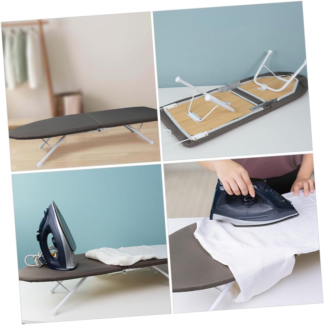 Luxshiny Small Portable Tabletop Ironing Board Folding Mini Ironing Frame for Home Use with Heat-Resistant Cover and Compact Design