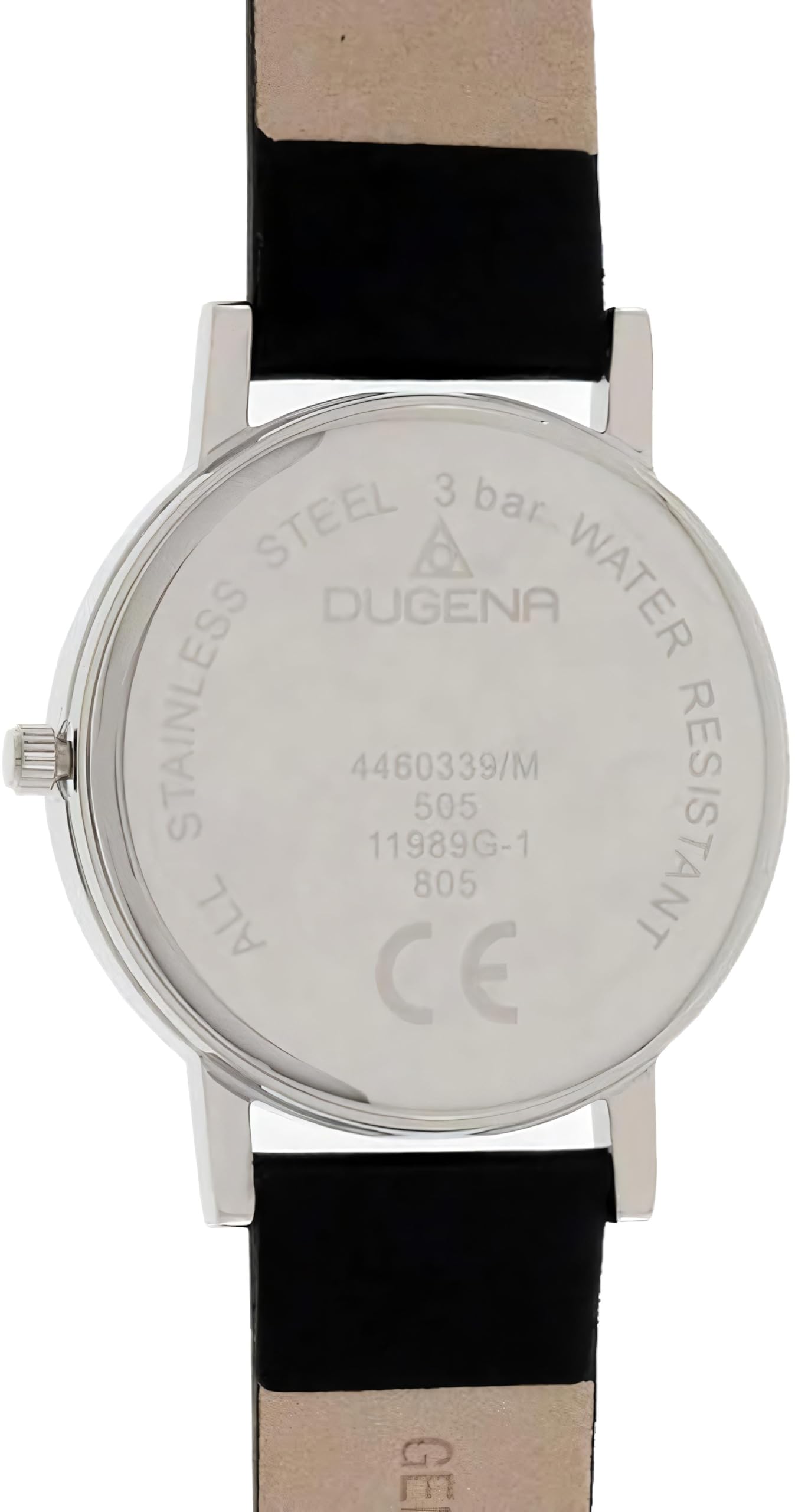 Dugena Herren Quarz-Armbanduhr, Bahnhofsuhr Design, Lederarmband, Moma, Schwarz/Silber, 4460339