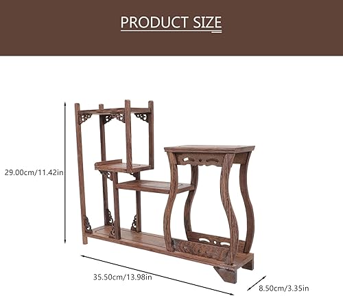 Miniatura 3 de Alipis Soporte de exhibición chino para decoración del hogar, estante de exhibición de madera antigua Curio, jarrón de tetera, base de bonsái,