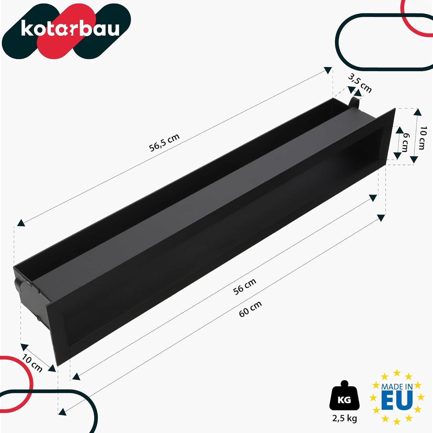 KOTARBAU® Rejilla Ventilacion - Acero Revestido - 60 cm - Negro - Rejilla Ventilacion Chimenea - Resistente Calor - Moderna Decorativa