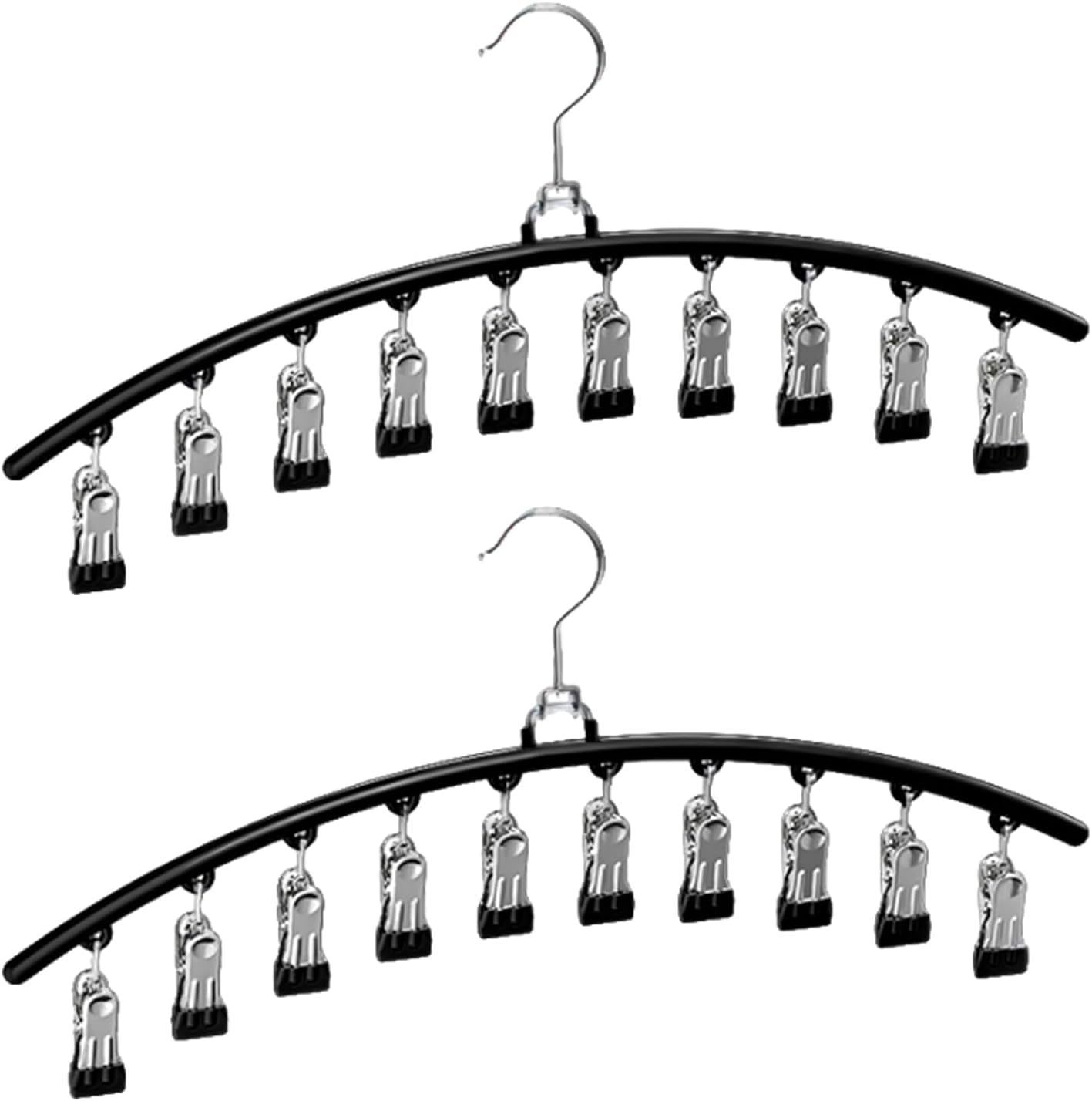 Dexpally 2pcs Sock Hangers for Drying Underwear Dryer Hanger with 360Β°Rotation, Sock Hanger with 10 Clips Holds 20 Leggings, Rubber Coated Closet Organisers