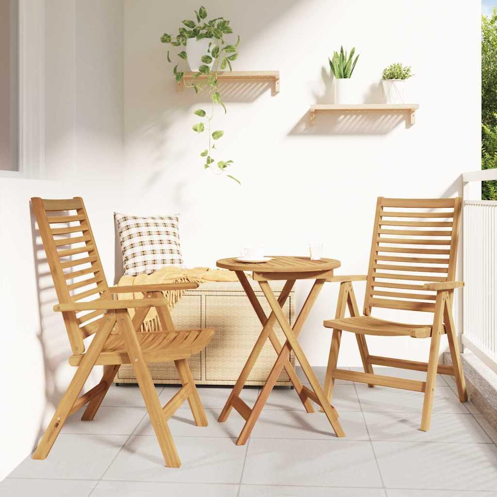 2er Set Akazienholz Gartenstühle klappbar 52 x 64,5 x 108 cm Braun wetterfest modernes Design für Terrasse Balkon und Camping