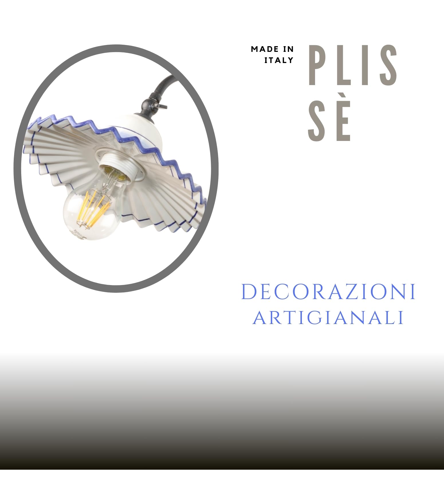 VANNI LAMPADARI - Applique da Parete Interno Plissè - Lampada da Parete con Braccio Orientabile in Ceramica Decorata a Mano - Applique Camera da Letto - Applique Bagno - Cucina – Soggiorno