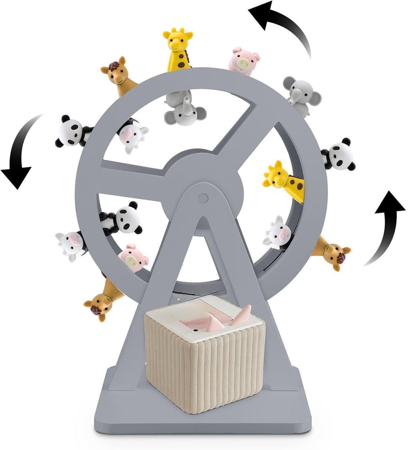 Pinkunn Ferris Wheel Shelf Compatible with Tonies 360° Magnetic Floating Shelves Wooden Magnetic Shelf Compatible with Tonie Box and Figures Storage Hold 50-70 Character for Room Decor(Midnight Grey)