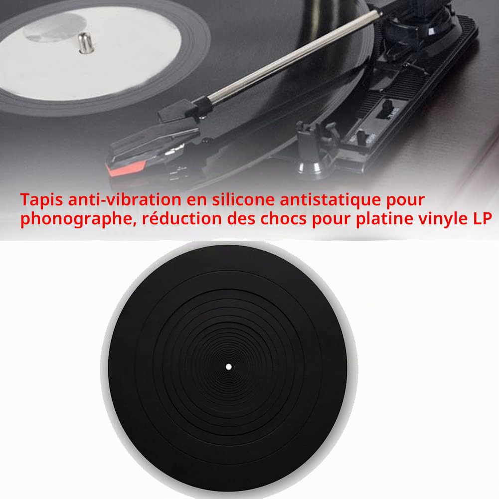 Tapis de platine antistatique en caoutchouc pour platine vinyle. Les joueurs LP réduisent les chocs en silicone