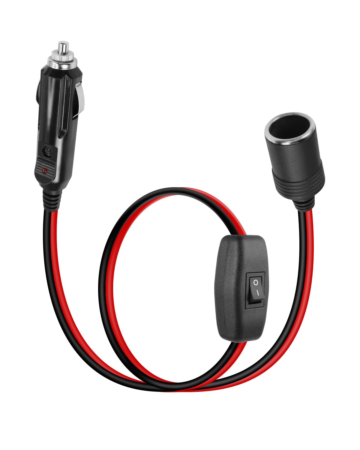 Cavo Di Alimentazione Con Spina Accendisigari 12V/24V - 1m 16AWG Con Interruttore On/Off E LED - RIIEYOCA