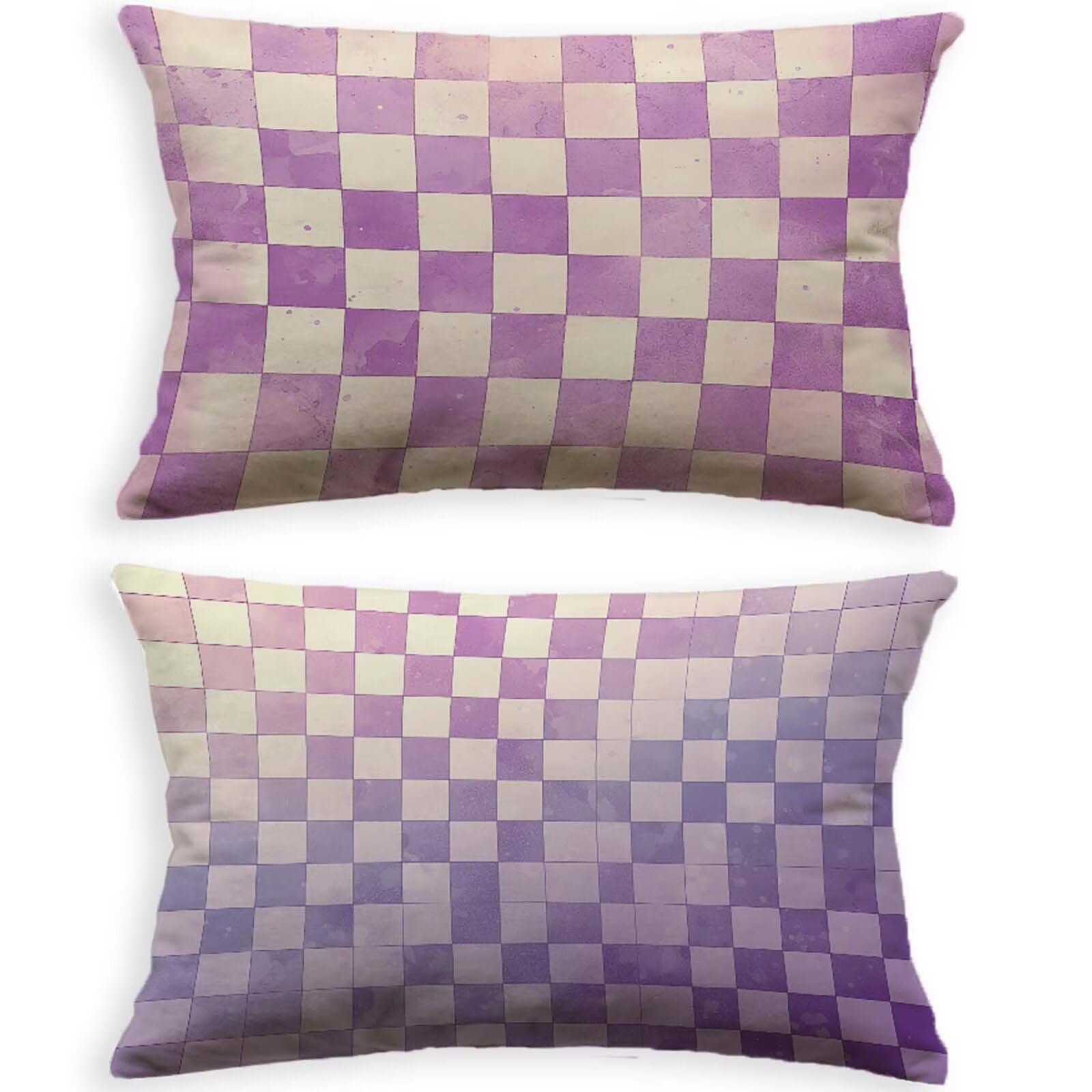 Coussin treillis en velours violet 70x90 avec fermeture éclair invisible