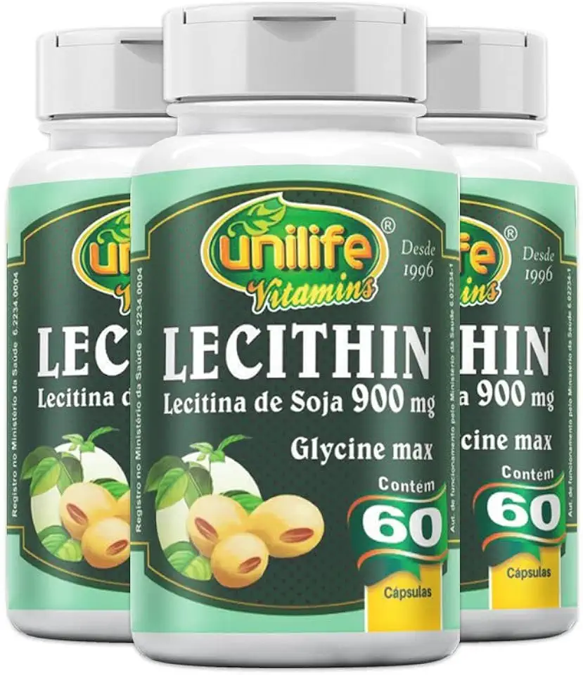 Kit 3 Lecitina de soja 900mg Unilife 60 cápsulas