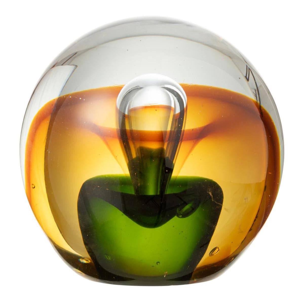 Paris Prix Presse-Papier en Verre Goutte 12cm Ambre & Vert