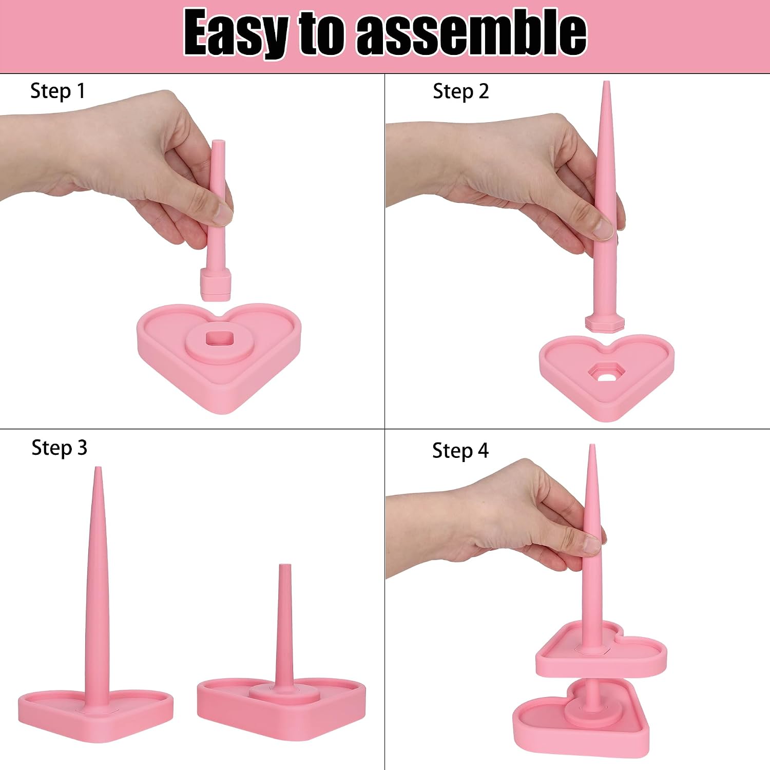 3D Printed Heart Shape Crochet Holder for Knitting - Pink Yarn Holder Spinner Yarn Ball Dispenser Stand, Prevents Tangling Handmade Tool for Yarn Lovers