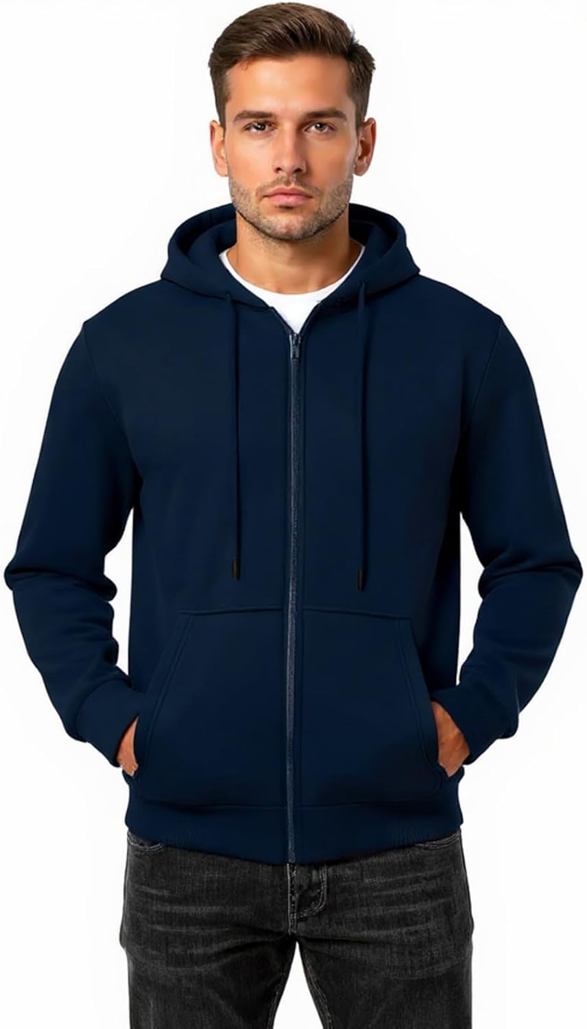 Casual Hoodies For Men With Pockets Full Zip Long Sleeve Sweatshirt Sports Hooded Jacket, S-2XL