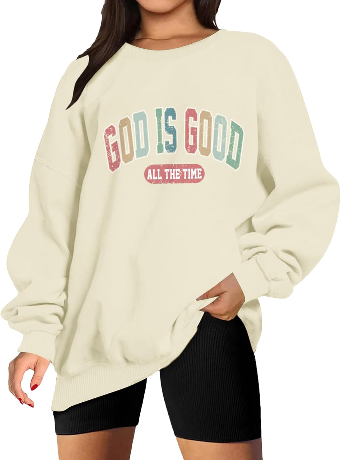 God Is Good Sweatshirt Christian Sweatshirts for Women Oversized Jesus Faith Shirts Inspirational Bible Verse Pullover - Image 2