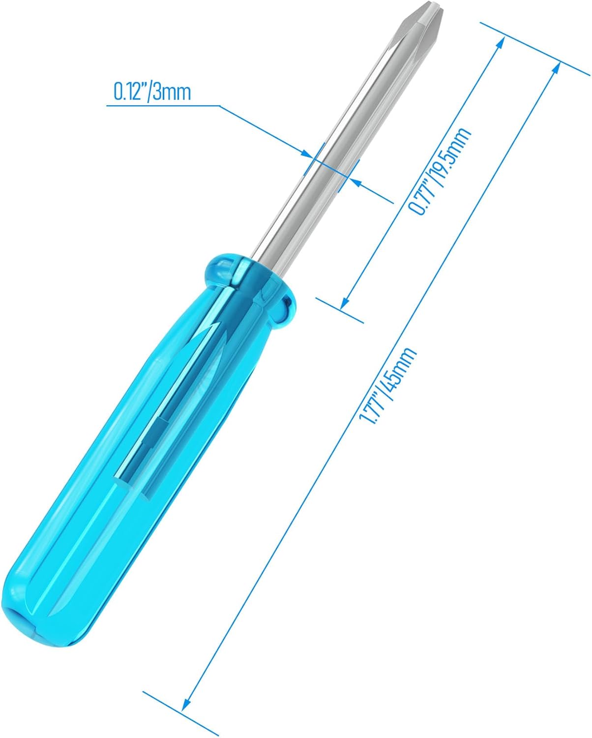 10PCS Mini Phillips Screwdriver, 3mm Cross Head with Blue Non-slip Handle for Small Appliances, 1.77"(45mm) Total Length, Non-magnetic