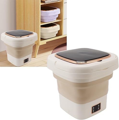 Miniatura 9 de Haofy Lavadora plegable, mini lavadora automática de 9L con 3 modos para calcetines de ropa interior, 11.8 x 11.8 (color crema)