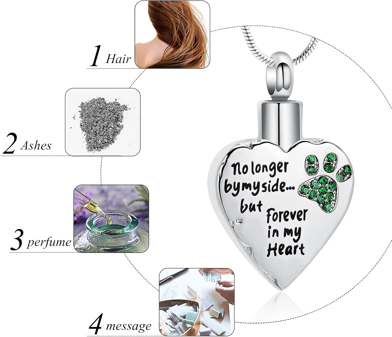 memorial jewelry Your Wings were Ready, But My Heart was Not Stainless Steel Carved Locket Cremation Urn Necklace for Pet Dog Cats - Image 4