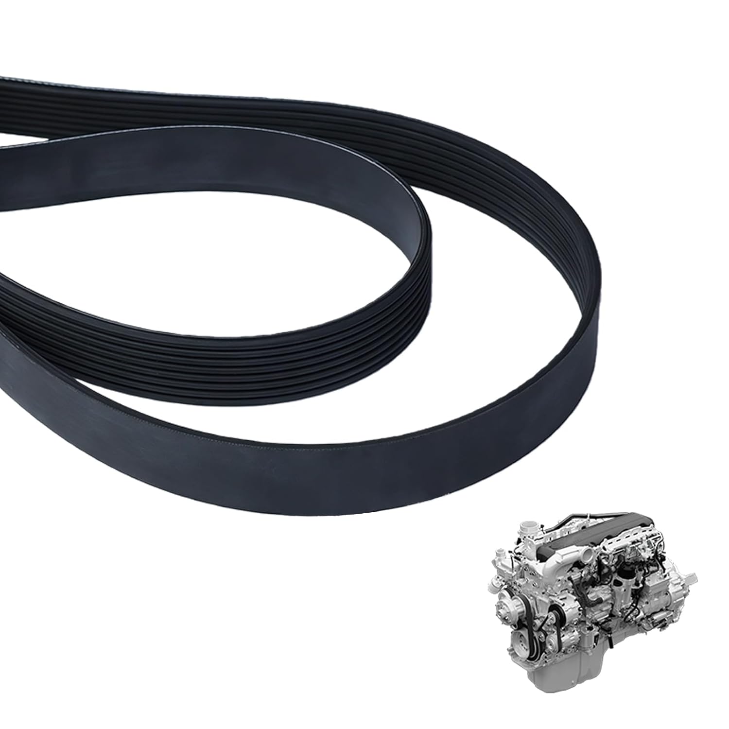 1-Pack K081264HD Heavy-Duty Serpentine Drive Belt, Compatible with 5.9L/6.7L 2003-2012, Replaces 8PK3213 53041138AA, Slip & Quiet