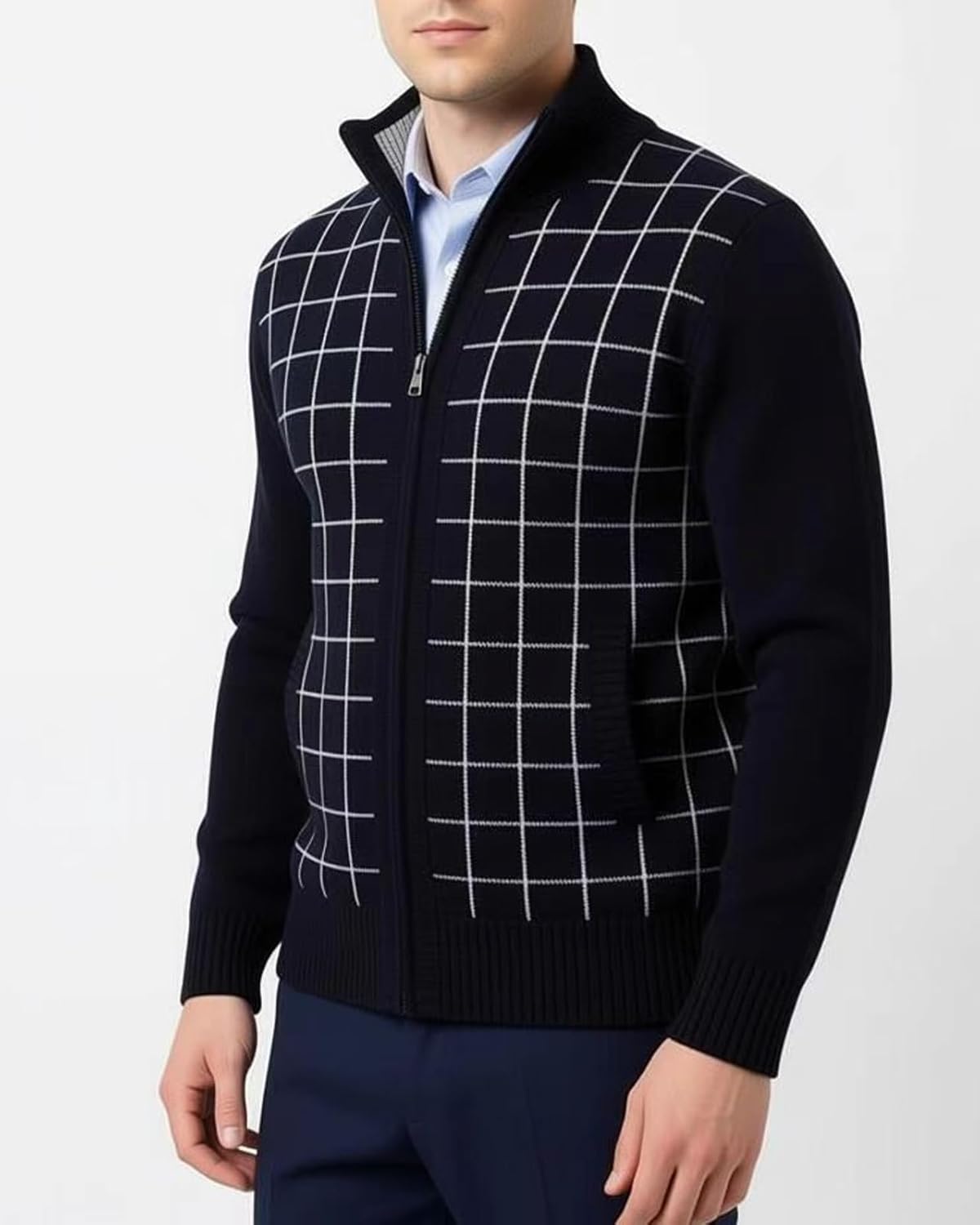 VtuAOL Men's Cardigan Sweaters Casual Full Zip Sweaters Knitted Cardigan with Pockets - Image 2