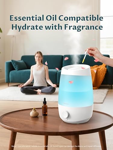 Miniatura 5 de BREEZOME Humidificadores para dormitorio, humidificadores de 2.5 L para el hogar, salida de niebla de 8.5 fl ozh, difusor de aceite esencial de 25
