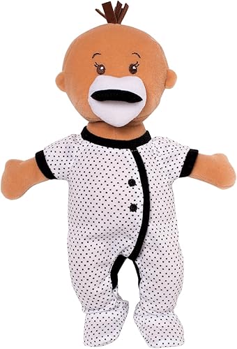 Manhattan Toy Wee Baby Stella Beige - Muñeca suave de 12 pulgadas con mechón de pelo marrón y mameluco