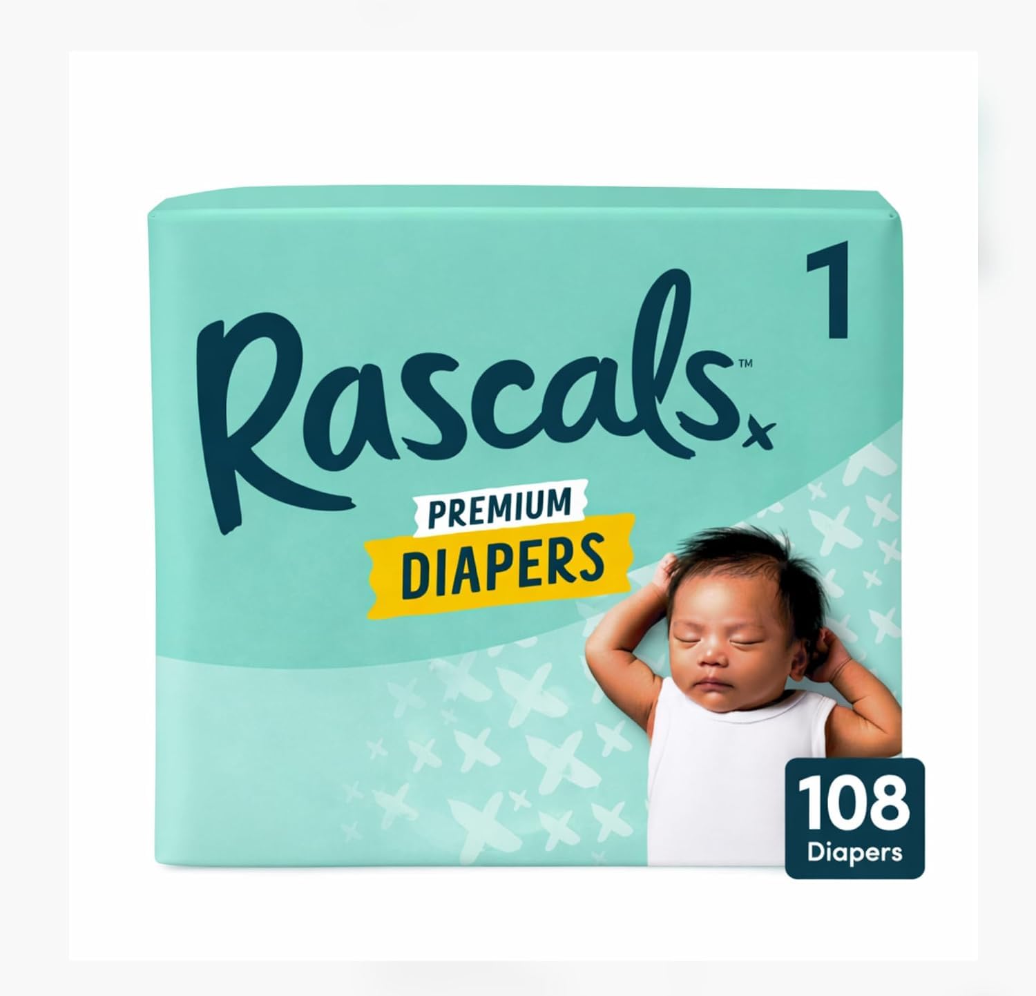 Rascals Premium Diapers, Size 1, 108 Count