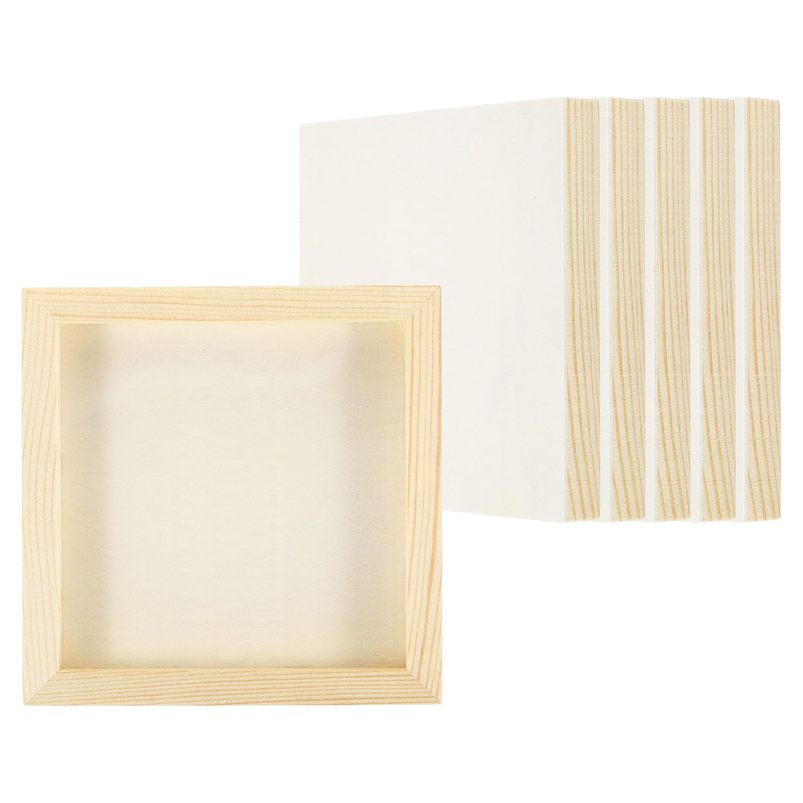 PATIKIL 6"x6" Wood Panels Board, 6 Pack Unfinished Square Art Wood Canvas Panel Painting Boards for DIY Craft Painting Use Wood Color