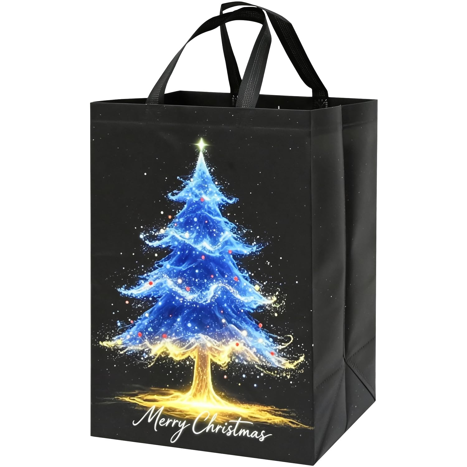 4pcs Christmas Tree Tote Bags,41×30×18cm Black Large Xmas Gift Bag