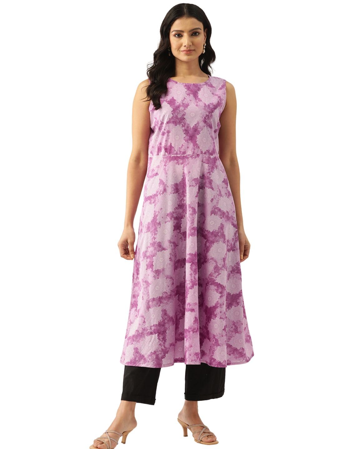 Cotton V-Neck Kurti for Women - Fit & Flare Full Sleeve Short Kurti (S-XXL)