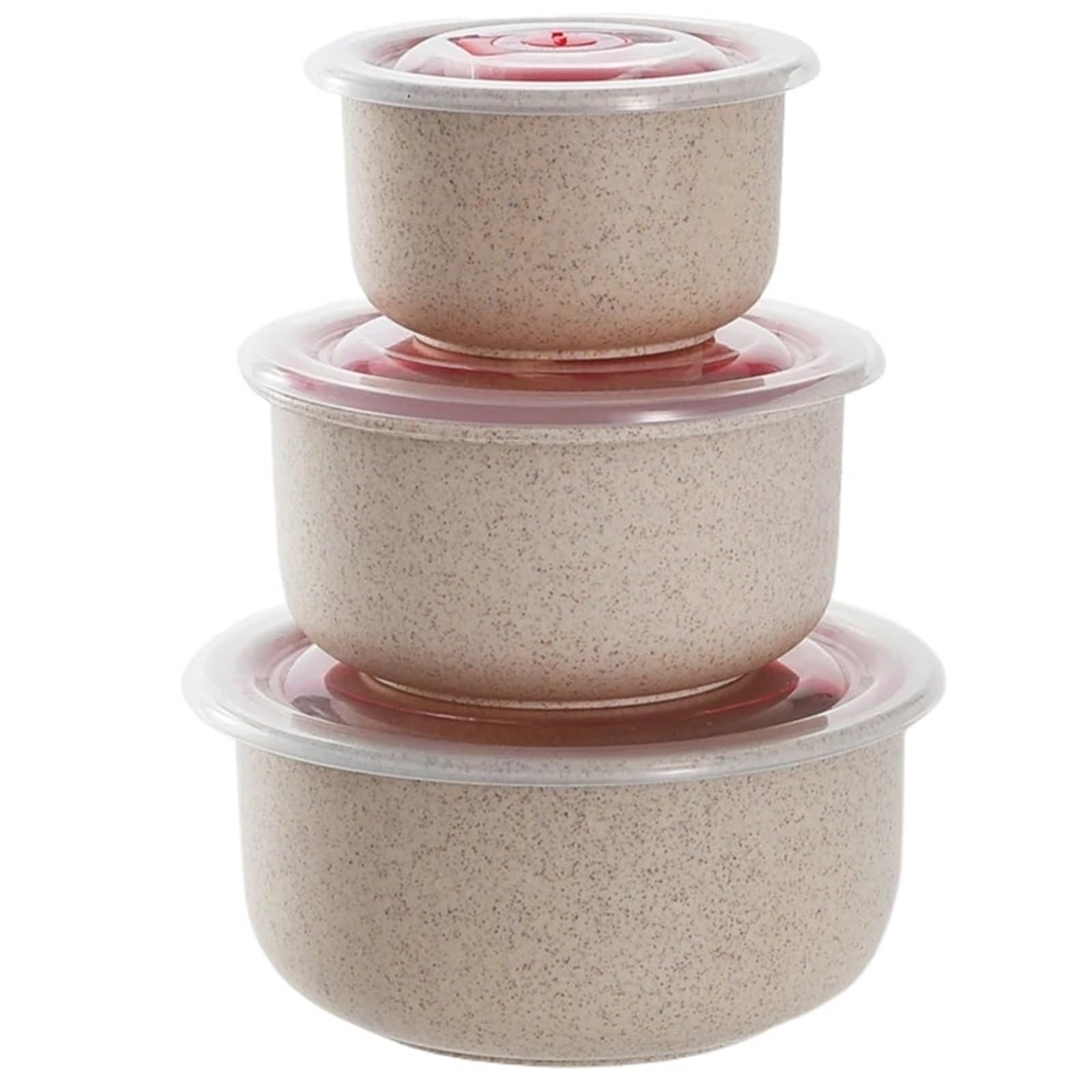 Bento Lunch Boite Ensemble de 3 boîtes à Lunch Rondes avec Couvercle for la Maison(3pcs Beige)