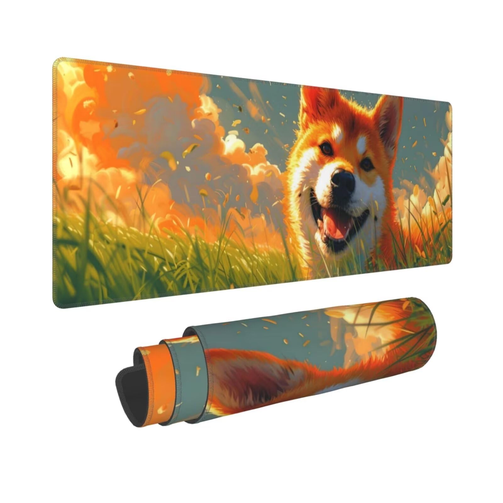 Tappetino Mouse, Tappetino Mouse Gaming Grande XXL 1500x800x3mm Tappetino Scrivania Mouse Pad, Base in Gomma Antiscivolo, Bordi Cuciti,Lavabile, Mousepad per Ufficio e Gaming (Corgi) R-400