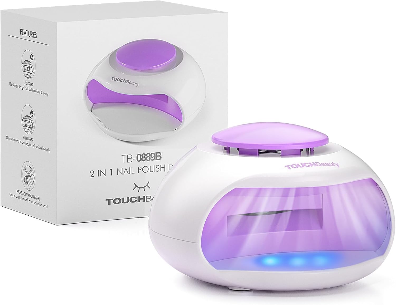 TOUCHBeauty nail dryer, LED lamp for nail, portable nail polish dryer with fan and LED light for normal nail polish AG-0889N
