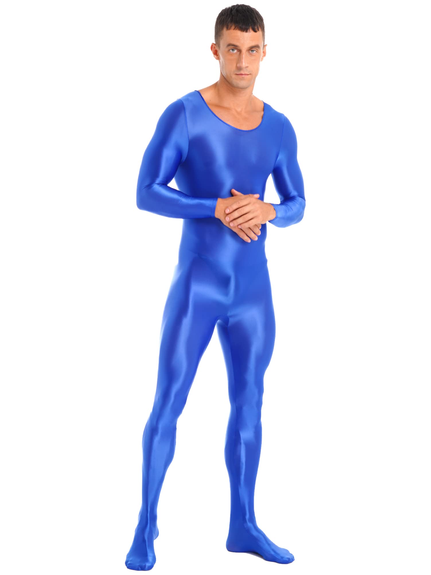 Alvivi Homme Justaucorps Manches Longues Brillant Combinaison De Sport Maillot De Corps Sport Danse Lutte Gym Fitness Collants Jumpsuit