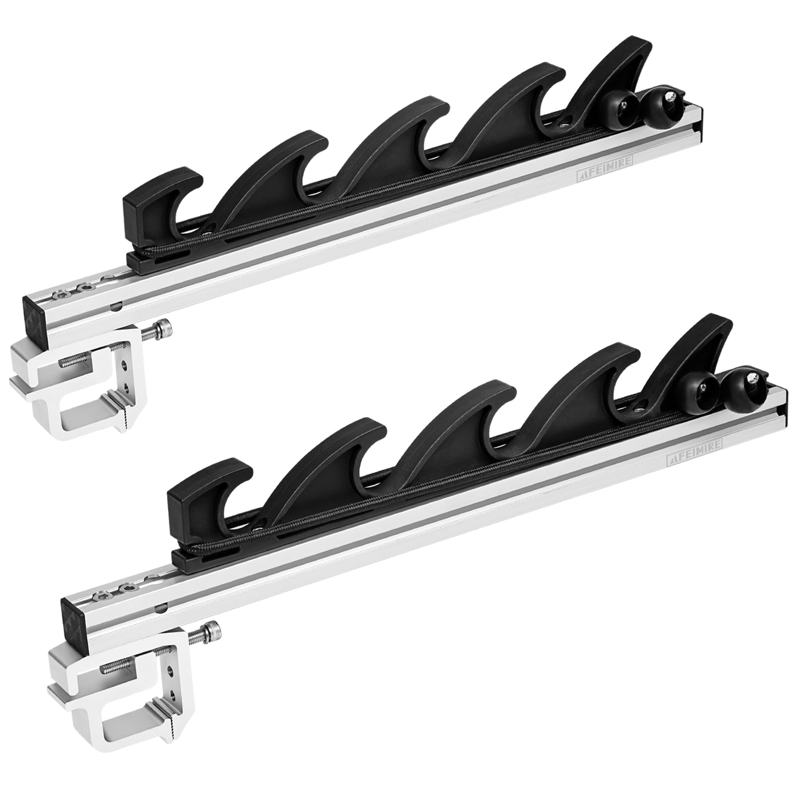 FEIMIRE Heavy-Duty Aluminum Fishing Rod Holder for Truck Bed, 4 Rods Truck Fishing Rod Holds with C-Clamp Mount