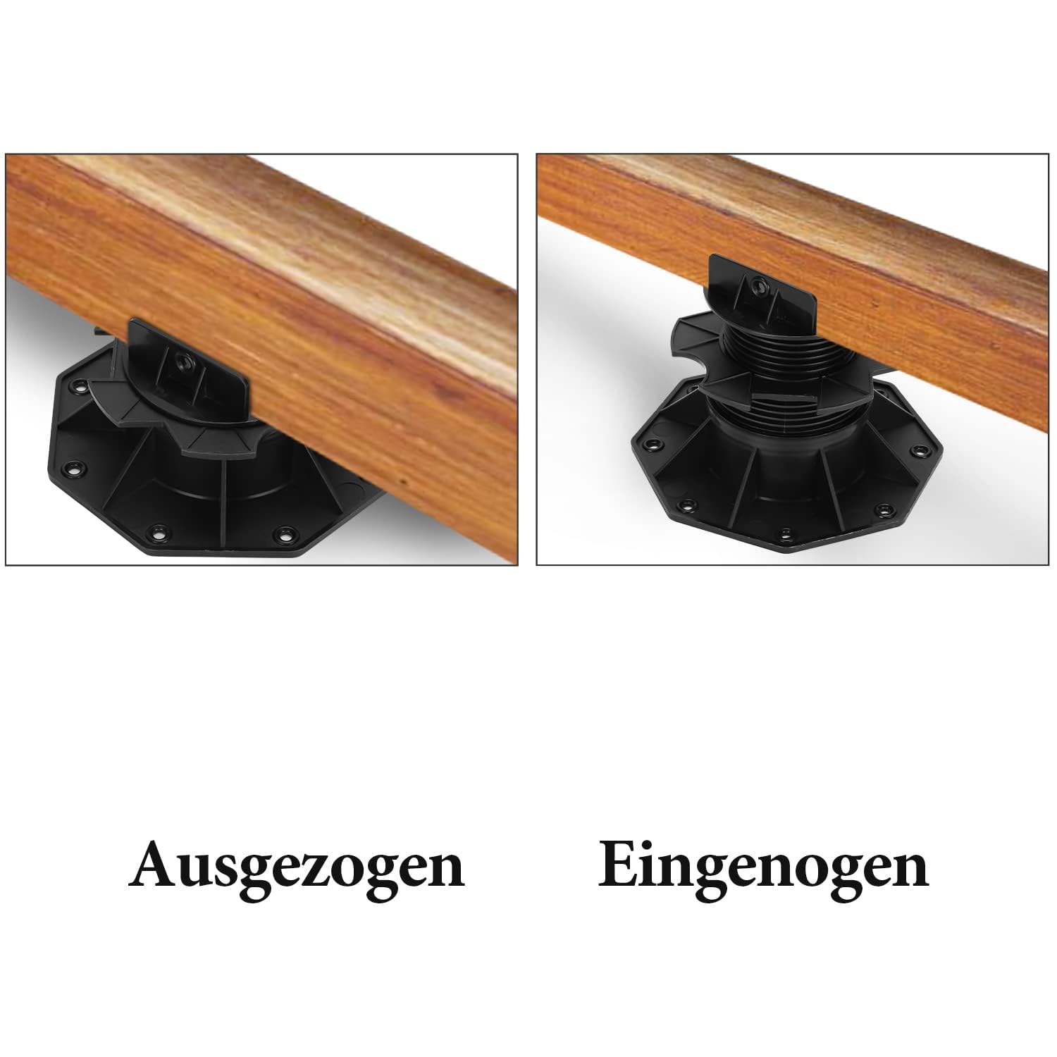 Generisch Stelzlager Höhenverstellbar für Terrassendielen Aussen aus WPC Holz Kunststoff - Unterkonstruktion Terrasse Alu & Holz - Terrassenlager Verstellbar - Terrassenplattenlater (60 140mm)
