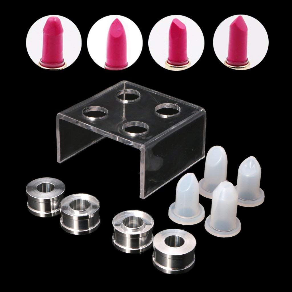 Lvyuanda 9PCS Silicone Lipstick Mold Mould with Metal Ring and Stand Set for DIY Lipstick